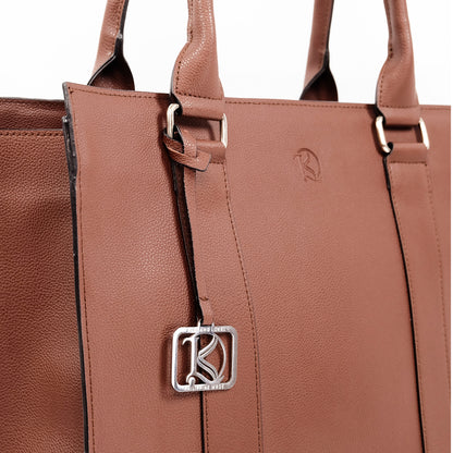 AMIRA 2.0 Laptop Tote Bag in Grained Choco (Silver Hardware) - PU Leather