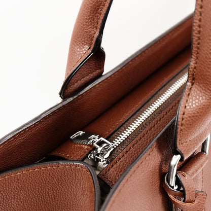 AMIRA 2.0 Laptop Tote Bag in Grained Choco (Silver Hardware) - PU Leather