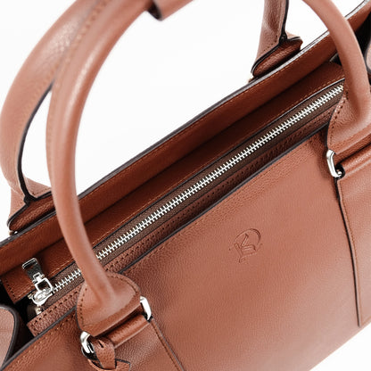AMIRA 2.0 Laptop Tote Bag in Grained Choco (Silver Hardware) - PU Leather