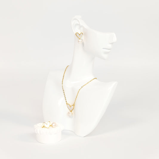 Ivory Heart-shaped Mother of Pearl Set - Fresh Water Palawan Pearls