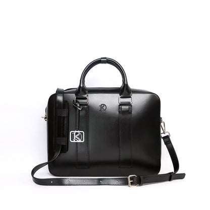 RAJAH Laptop Bag in Jet Black (Silver Hardware) - PU Leather