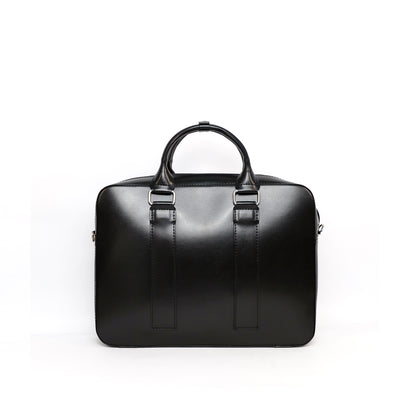 RAJAH Laptop Bag in Jet Black (Silver Hardware) - PU Leather