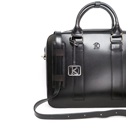 RAJAH Laptop Bag in Jet Black (Silver Hardware) - PU Leather