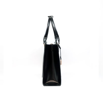 AMIRA 2.0 Laptop Tote Bag in Jet Black (Gold Hardware) - PU Leather