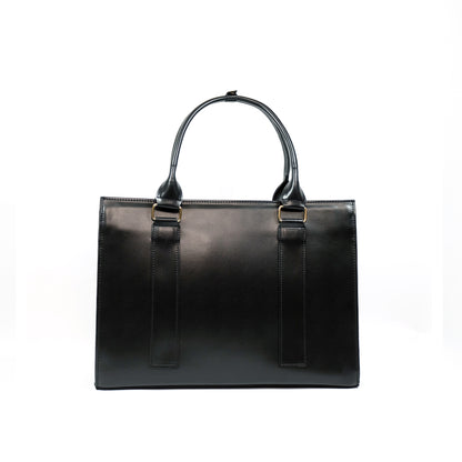 AMIRA 2.0 Laptop Tote Bag in Jet Black (Gold Hardware) - PU Leather