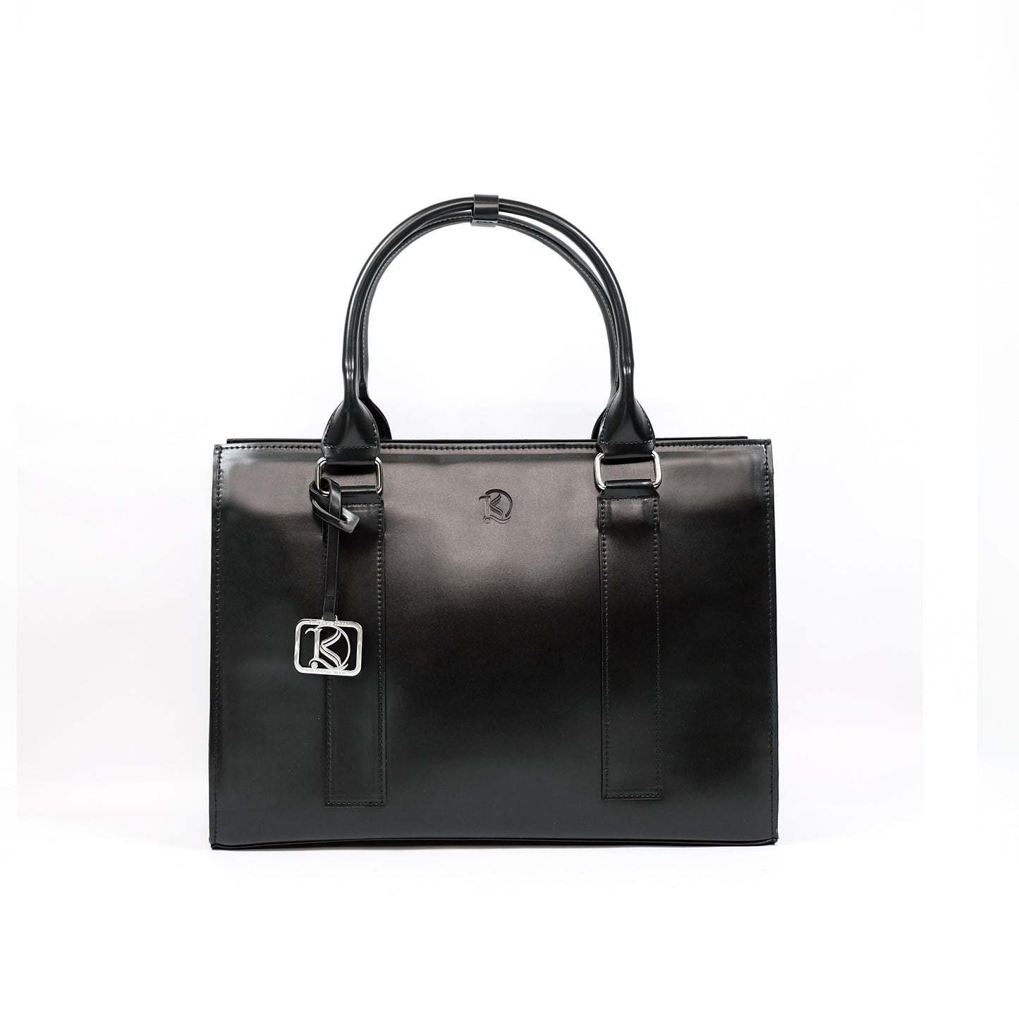 AMIRA 2.0 Laptop Tote Bag in Jet Black (Silver Hardware) - PU Leather