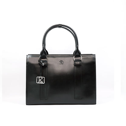 AMIRA 2.0 Laptop Tote Bag in Jet Black (Silver Hardware) - PU Leather