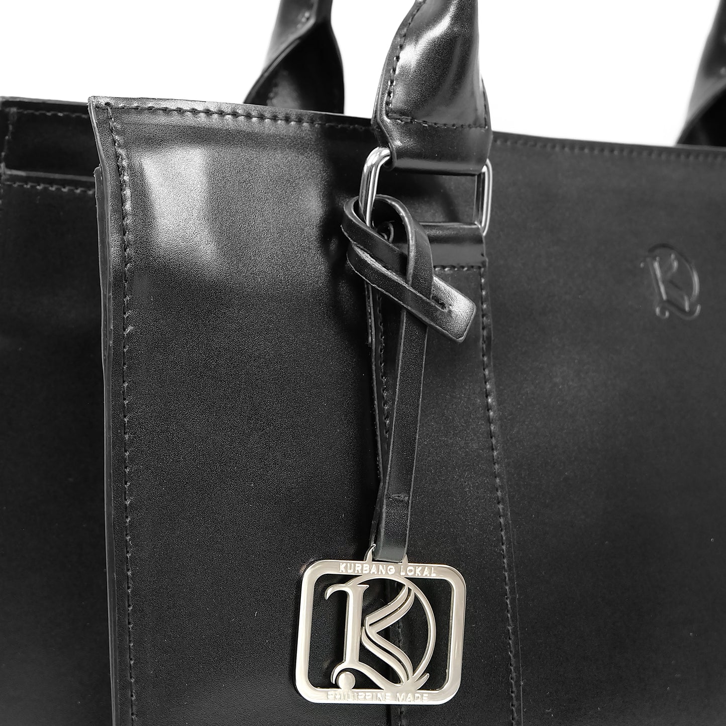 AMIRA 2.0 Laptop Tote Bag in Jet Black (Silver Hardware) - PU Leather