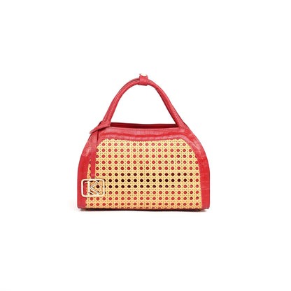 KAIA Kettle Bag in Croco Red - Full Cowhide x Solihiya
