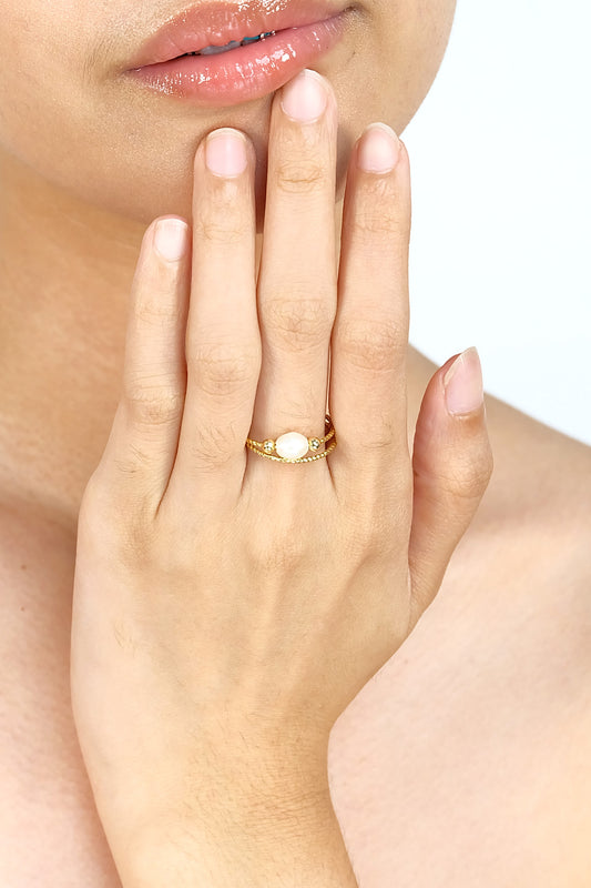 Twisted Mini Pearl Open Ring - Fresh Water Palawan Pearls
