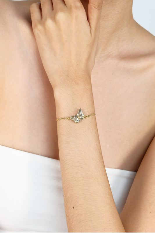 Dainty Butterfly Adjustable Bracelet in Gold - Polymer Clay/Resin
