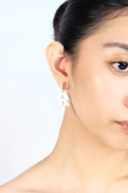 Minimalist Leaf Drop Earrings - Polymer Clay
