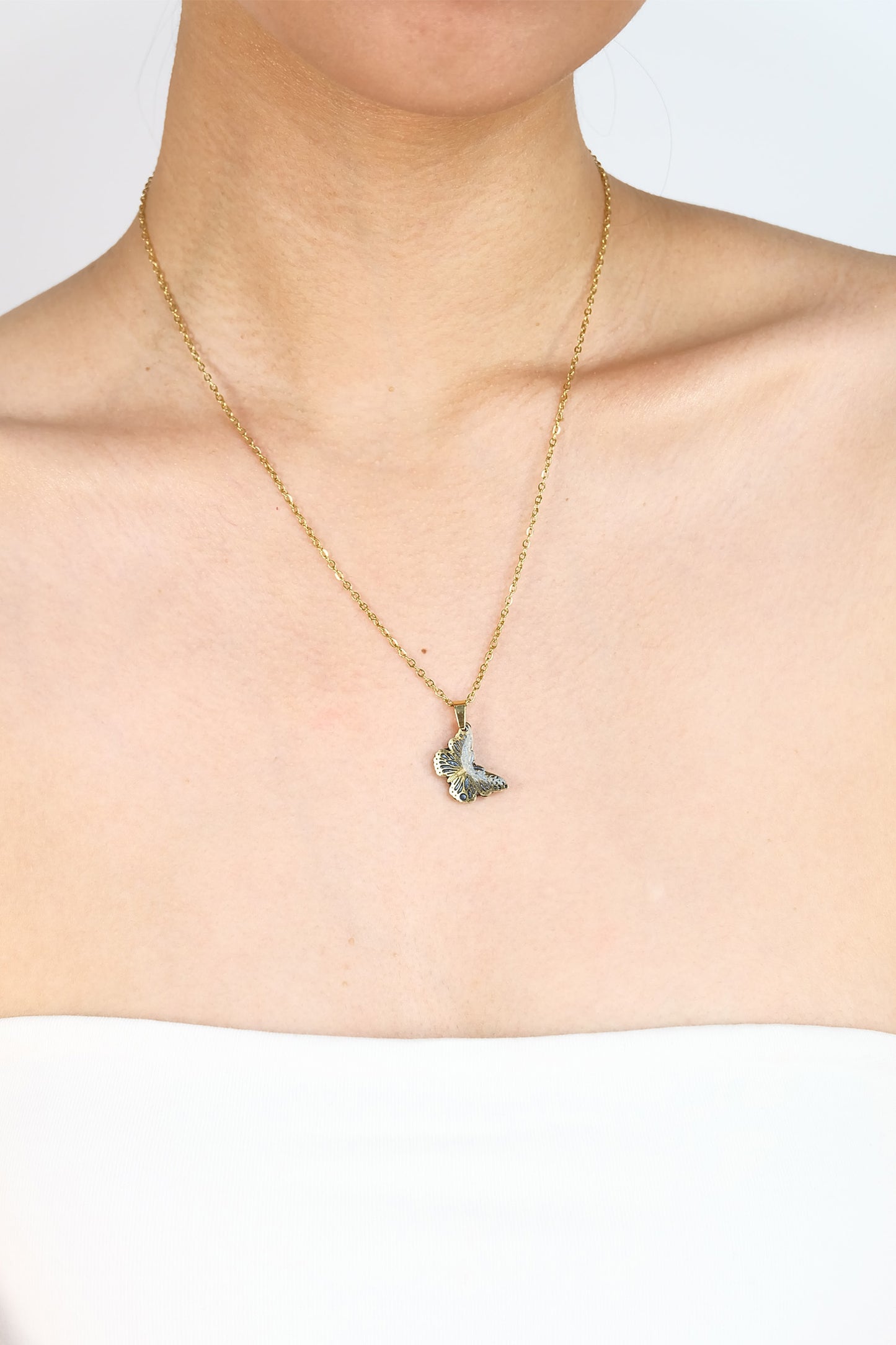 Dainty Butterfly Necklace in Gold - Polymer Clay/Resin