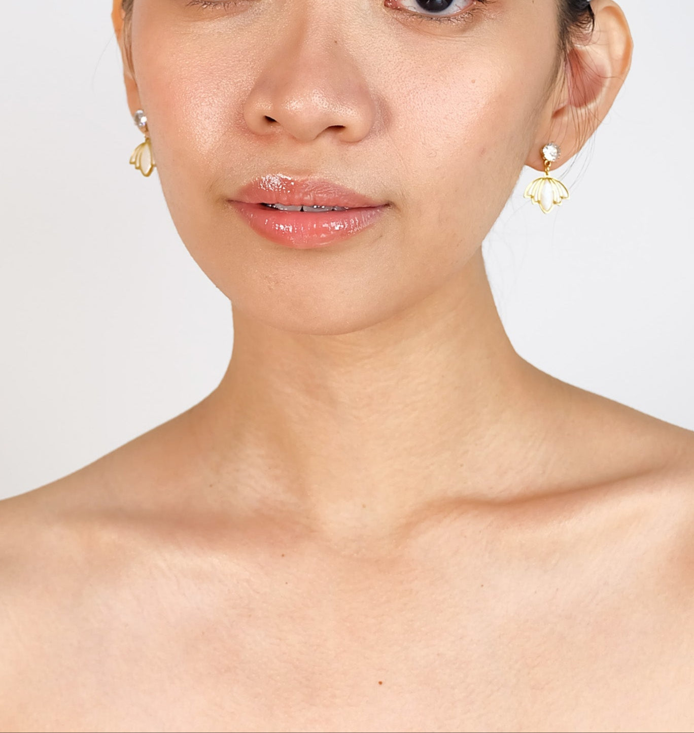 Inverted Lotus Drop Earrings - Polymer Clay/CZ