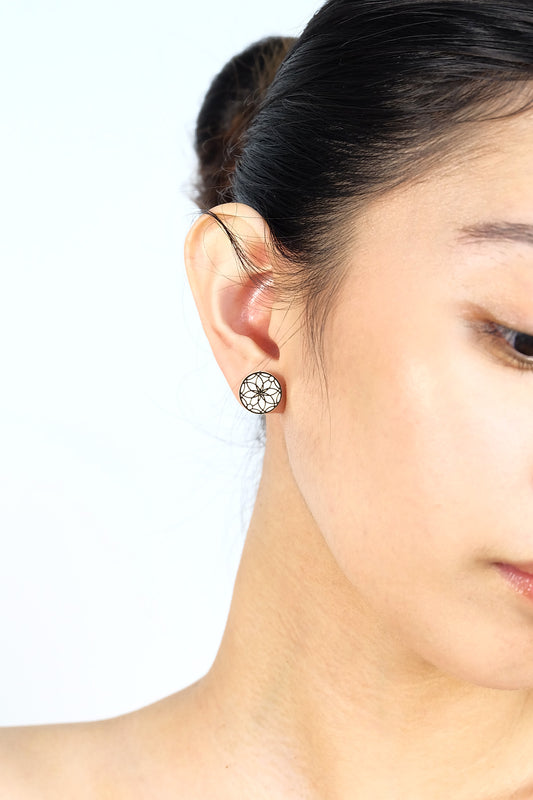 Round Gold-framed Flat Studs - Polymer Clay