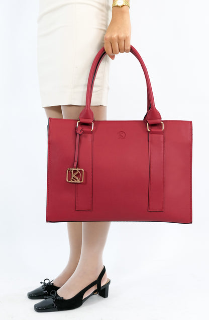 AMIRA 2.0 Laptop Tote Bag in Grained Choco (Silver Hardware) - PU Leather