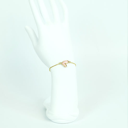 Blush Pink Heart Adjustable Bracelet in Gold - Polymer Clay/Resin