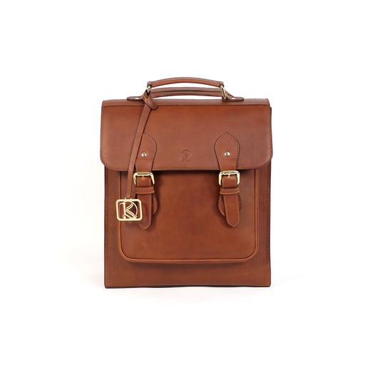 HARA Backpack in Vintage Dark Tan -  Genuine Leather