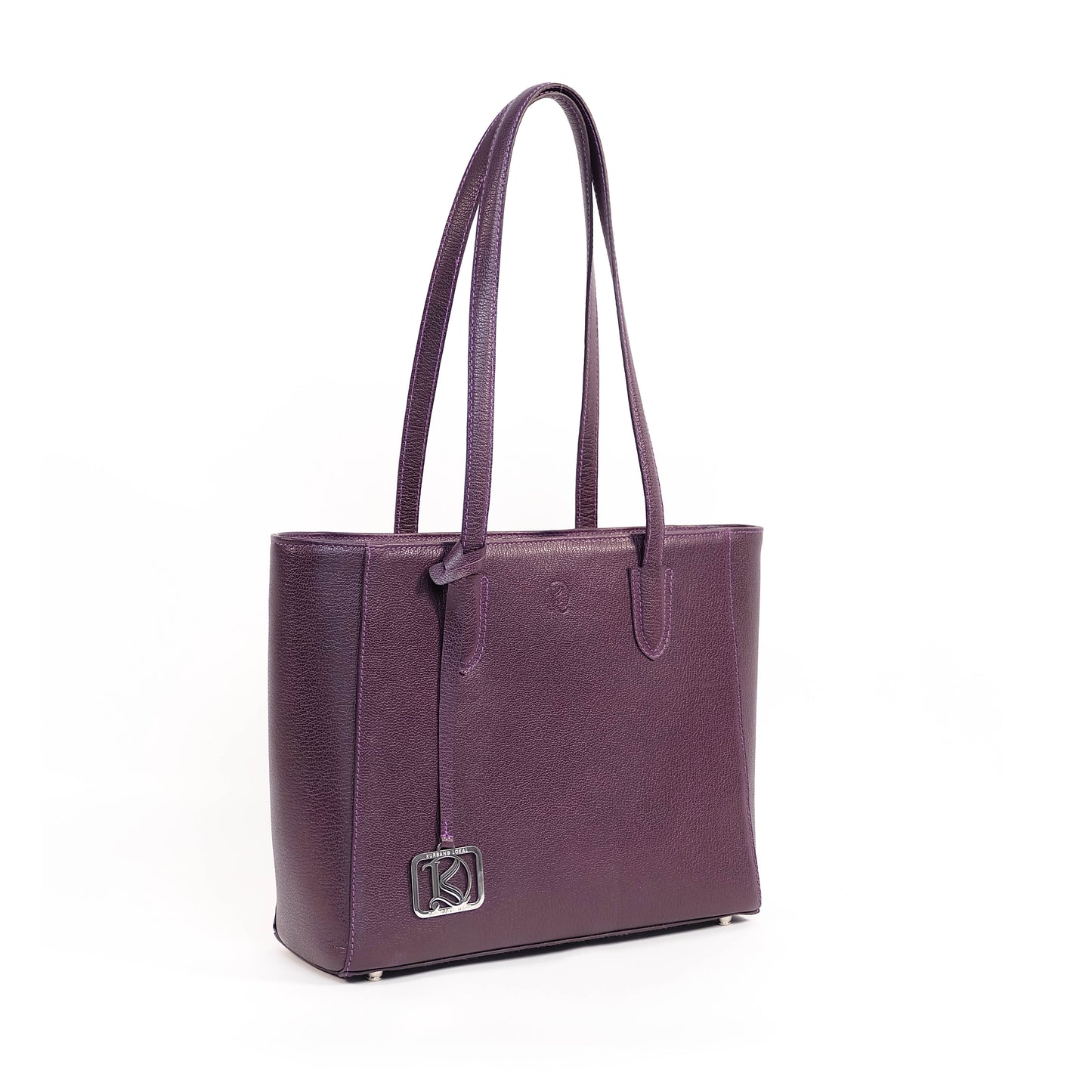 TATIANA Medium Tote Bag in Grained Regal Purple -  Genuine Leather