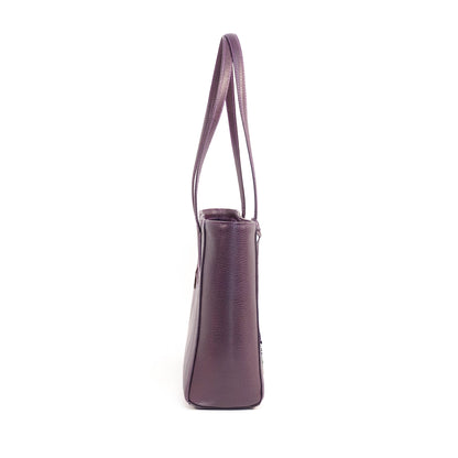 TATIANA Medium Tote Bag in Grained Regal Purple -  Genuine Leather