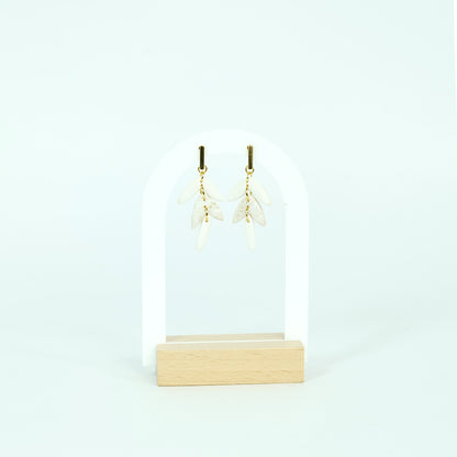Minimalist Leaf Drop Earrings - Polymer Clay