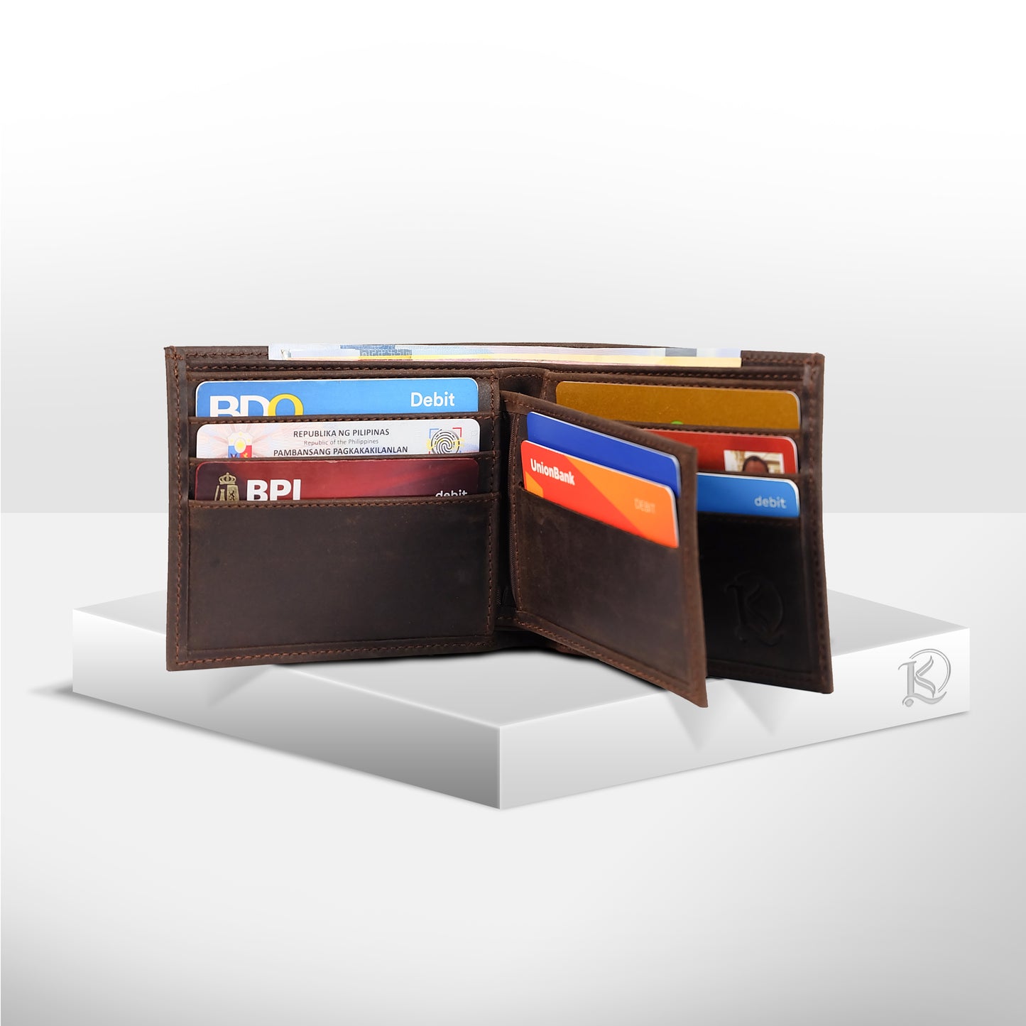 Isagani Bifold Wallet w/ Detachable Card Sleeve in Vintage Brown - Genuine Leather