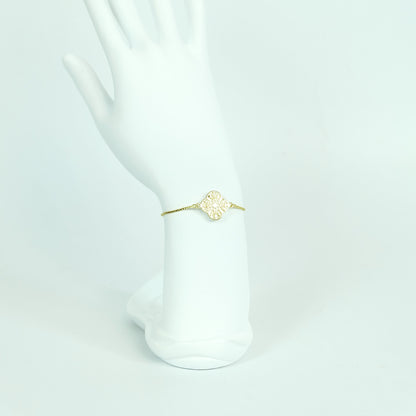 Four-leaf Clover Adjustable Bracelet in Gold - Polymer Clay/Resin