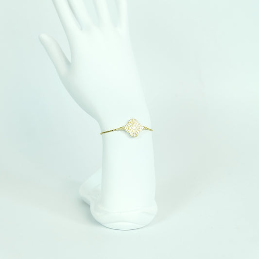 Four-leaf Clover Adjustable Bracelet in Gold - Polymer Clay/Resin