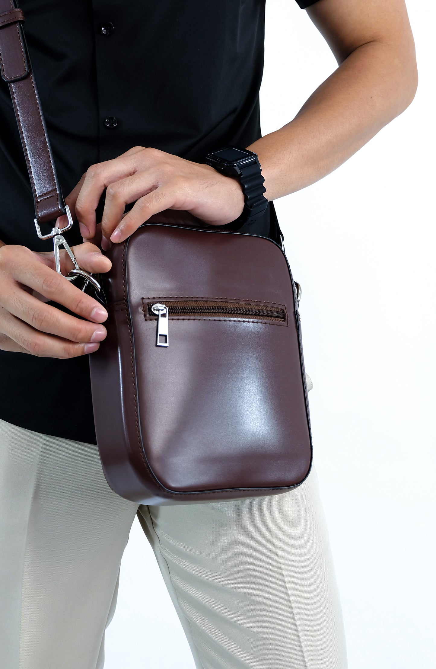(CLEARANCE) TIKAS Bag in Oil Gray - PU Leather