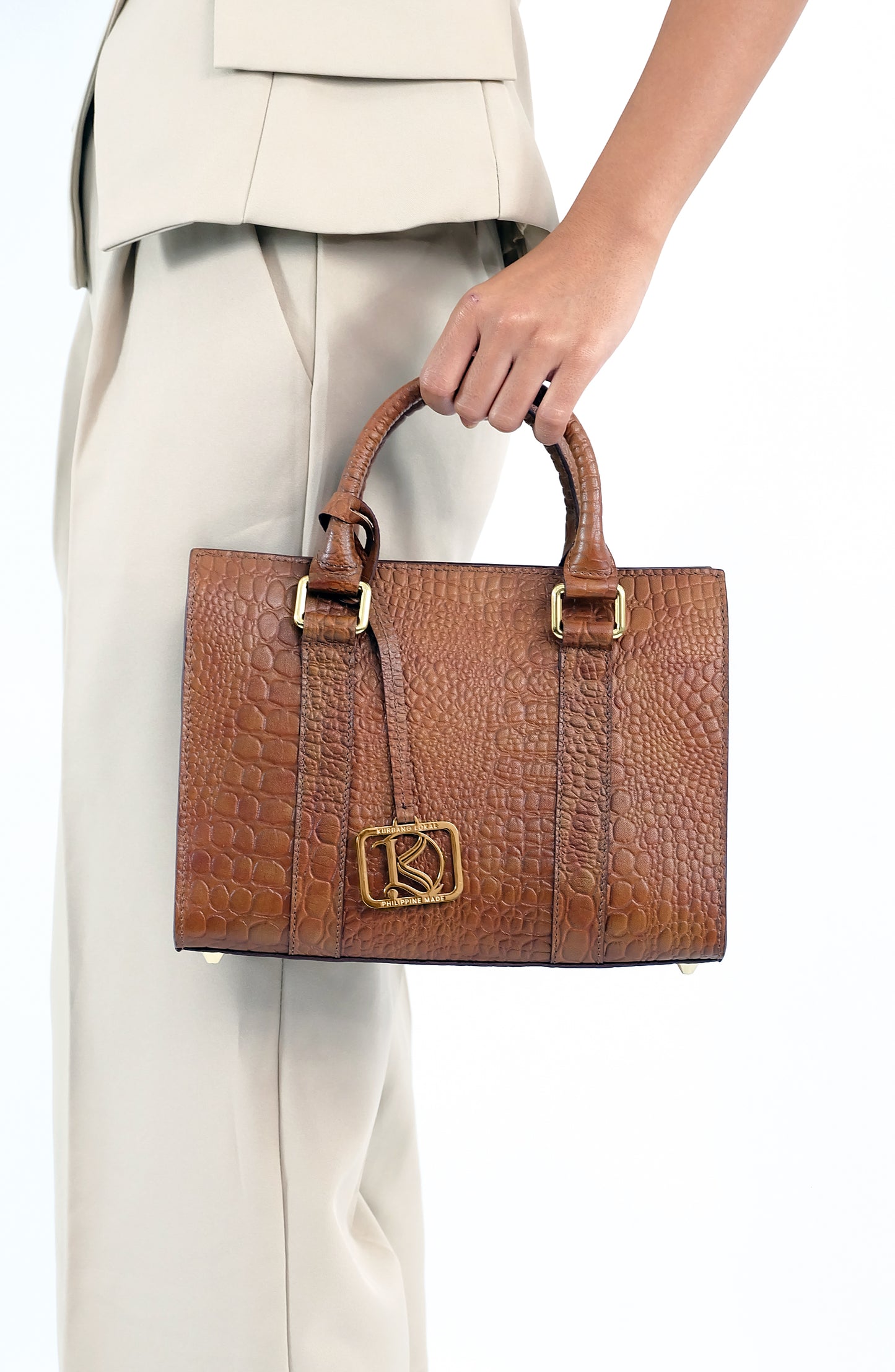 SAFIRA Mini Bag in Croco Tan -  Genuine Leather