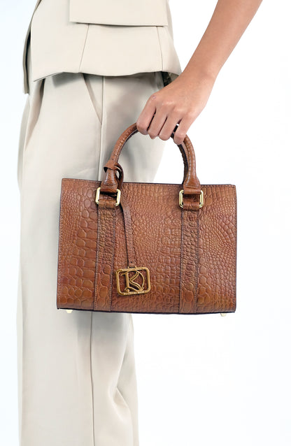 SAFIRA Mini Bag in Croco Tan -  Genuine Leather