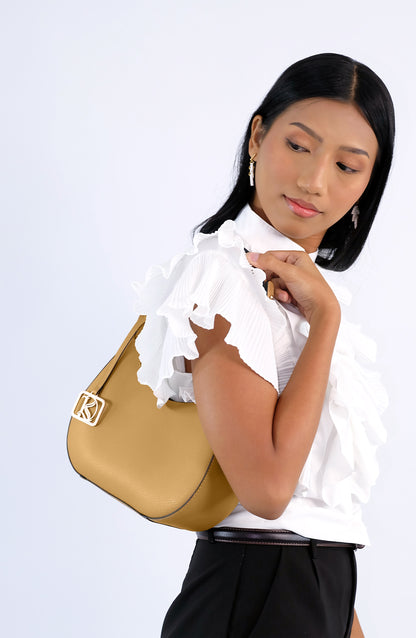 SOL Crescent Hobo Bag in Grained Berry - PU Leather