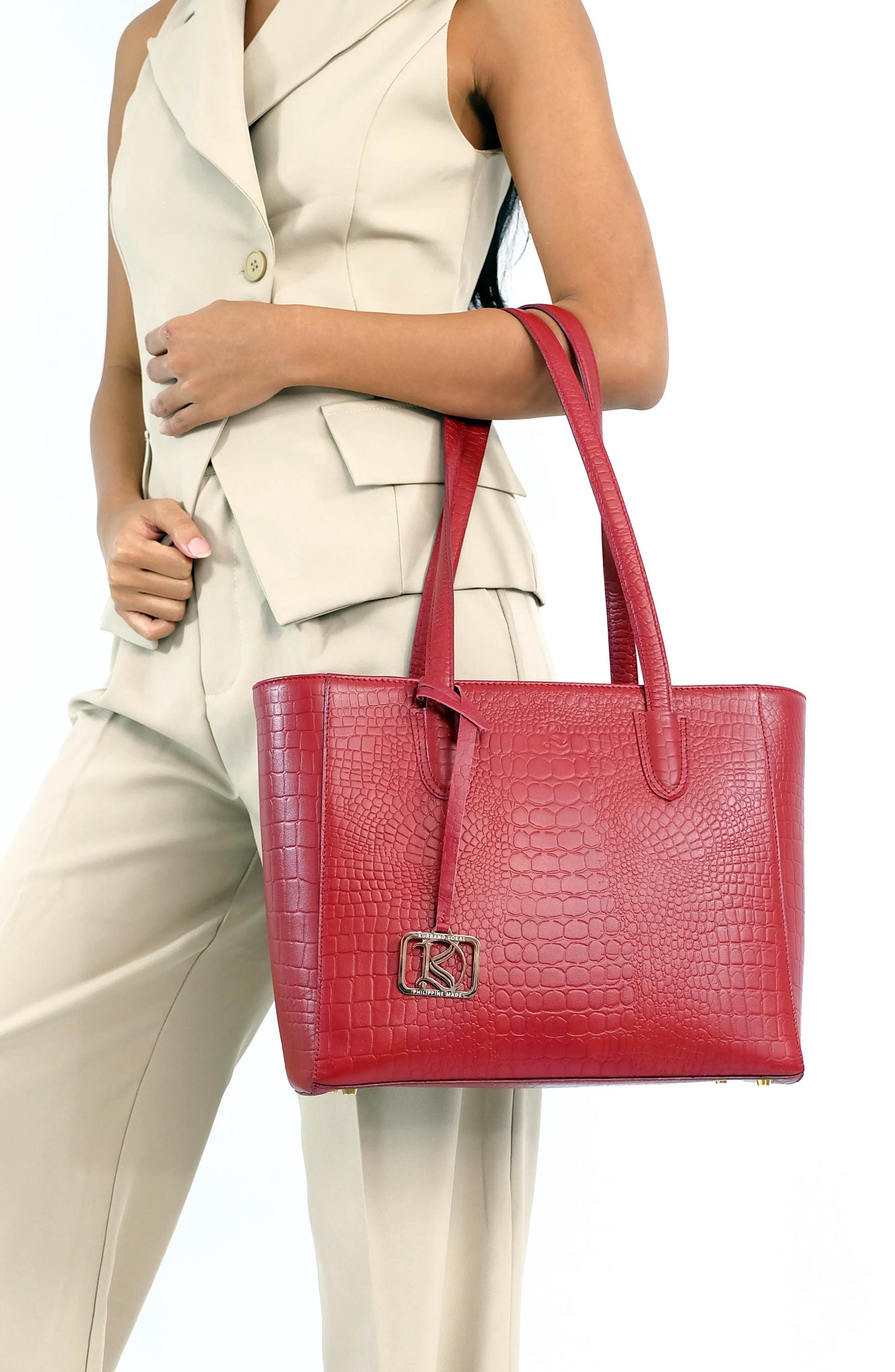 TATIANA Medium Tote Bag in Grained Regal Purple -  Genuine Leather