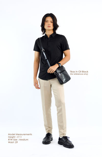 (CLEARANCE) TIKAS Bag in Oil Black - PU Leather