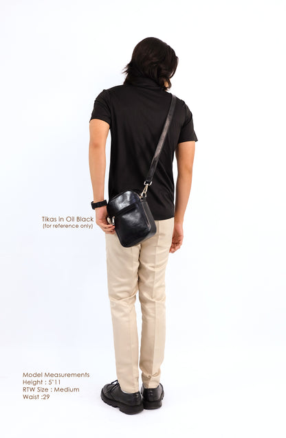 (CLEARANCE) TIKAS Bag in Oil Black - PU Leather