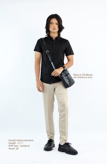 (CLEARANCE) TIKAS Bag in Oil Black - PU Leather