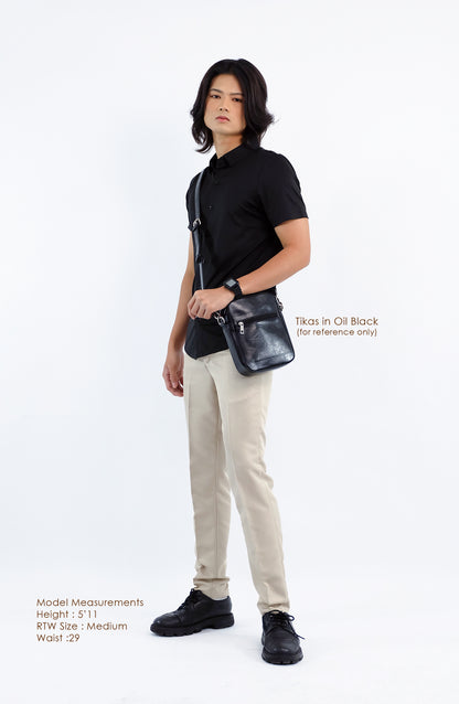 (CLEARANCE) TIKAS Bag in Oil Black - PU Leather