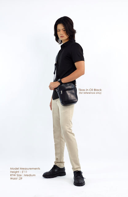 (CLEARANCE) TIKAS Bag in Oil Black - PU Leather